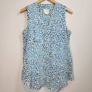 Maeve Sleeveless V Neck Blouse Sz 6 Coastal Preppy Office Flowy Resortwear